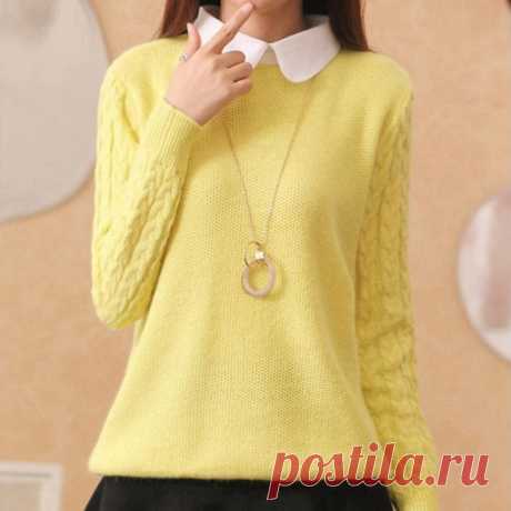 New-Women-s-Fashion-Stitching-Doll-Collar-font-b-Sweater-b-font-Fake-Two-Knitwear-Free.jpg (800×800)
