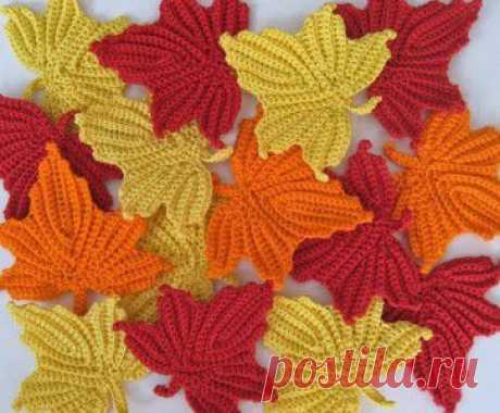 Кленовый лист вязаный крючком схема. Вяжем кленовый листик безотрвыно | Домоводство для всей семьи