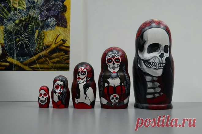 Русская Матрешка Бабушка Деревянные куклы гнездования Череп | Etsy