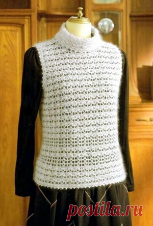 Ажурная безрукавка из пряжи с мохером. Крючком. Схемы. / Озорные петельки
