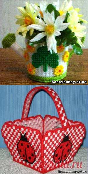 Вышивка на пластиковой канве.