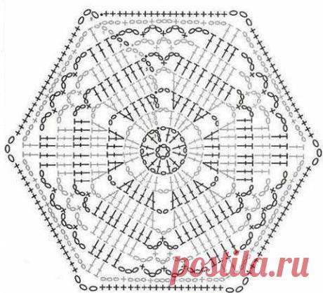 Шестиугольные мотивы крючком со схемами