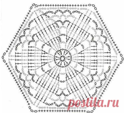 Шестиугольные мотивы крючком со схемами
