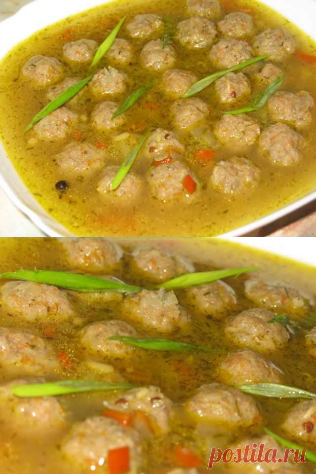 Быстрый суп с мясными шариками.