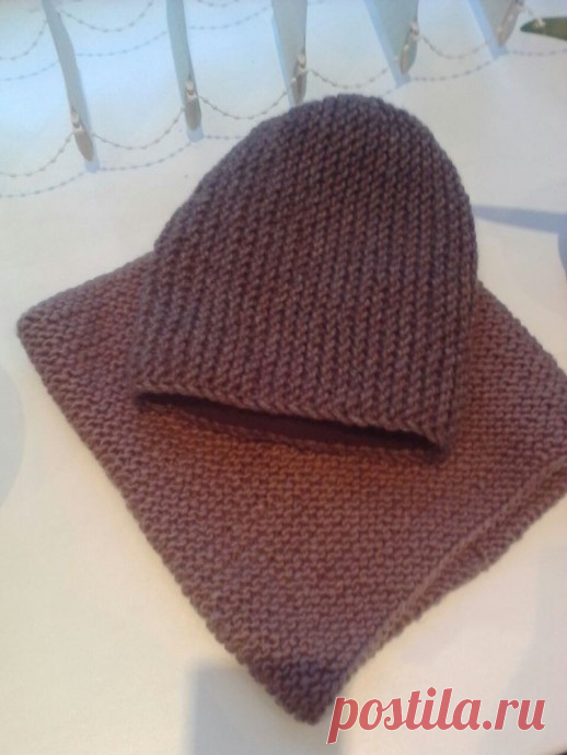 Комплект шапка и снуд спицами