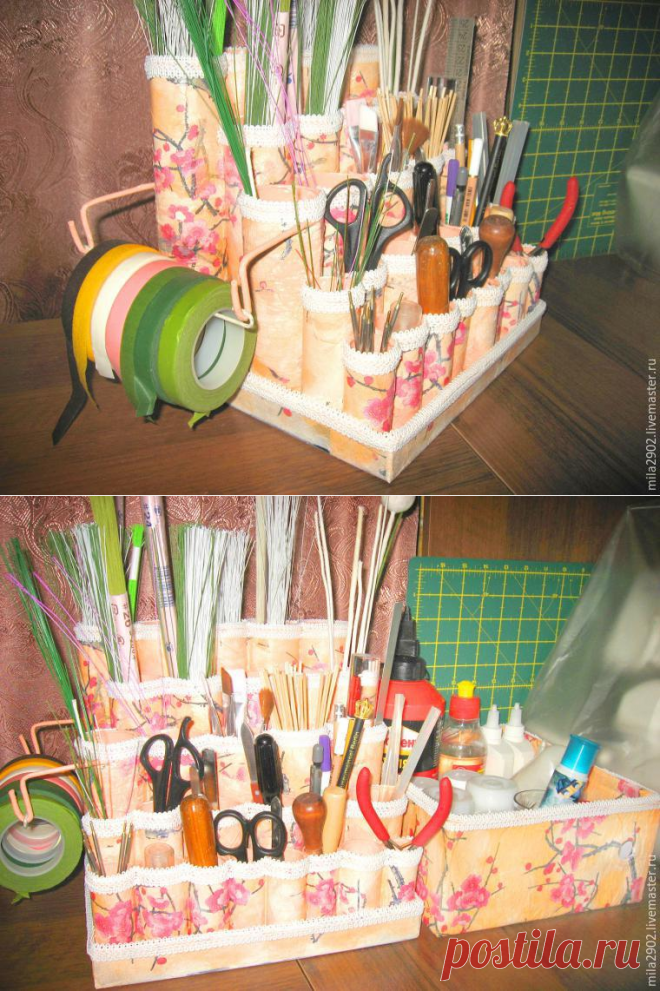 «Я ее слепила из того, что было»: делаем подставку для проволоки и других принадлежностей - Ярмарка Мастеров - ручная работа, handmade