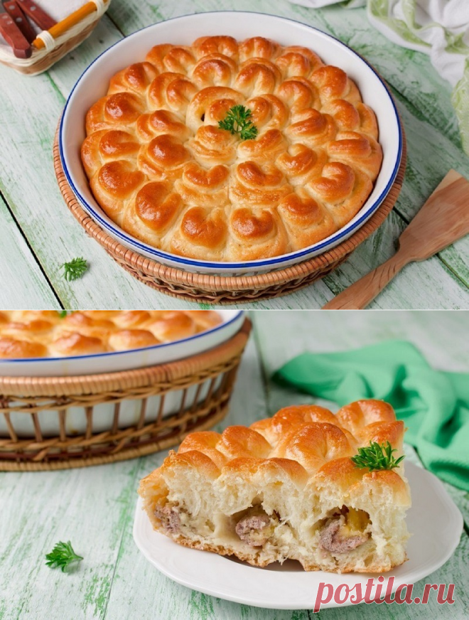Красивое и вкусное угощение! Мясной пирог «Хризантема» пошаговый рецепт — Фактор Вкуса