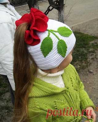 Cap "Rose", crochet, knitting for children, crochet scheme | Все о рукоделии: схемы, мастер классы, идеи на сайте labhousehold.com