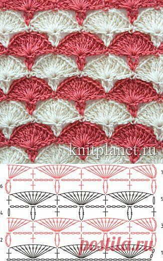 Многоцветный узор крючком Гвоздики.