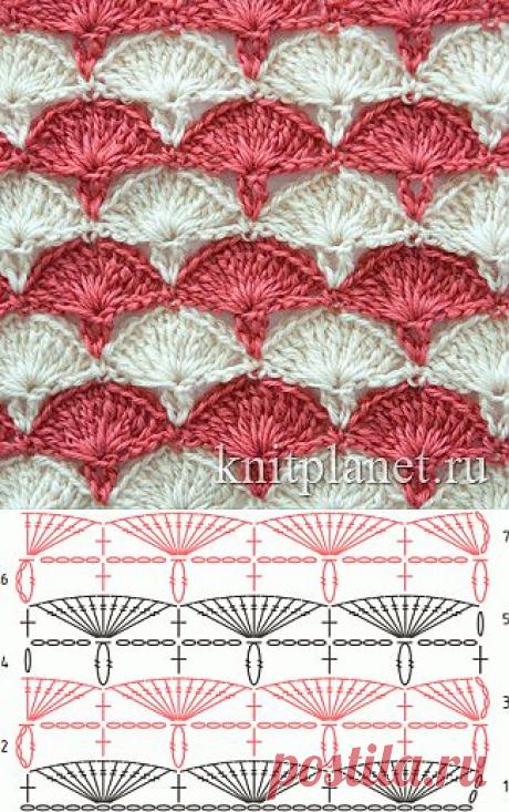 Многоцветный узор крючком Гвоздики.