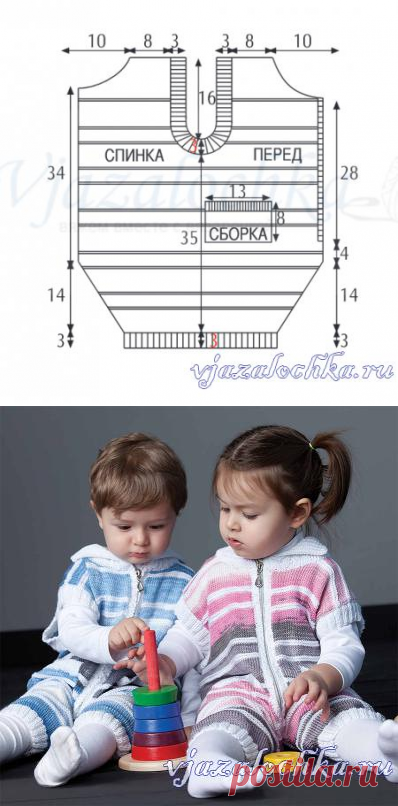 Детские комбинезоны спицами