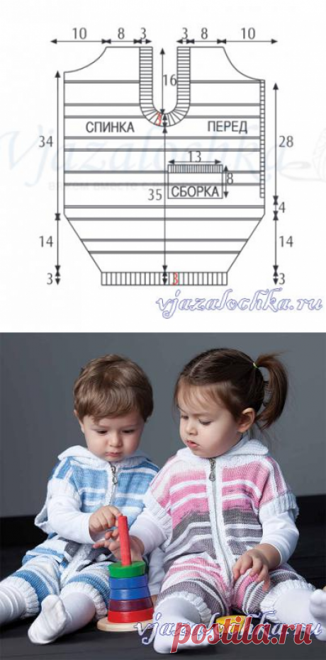 Детские комбинезоны спицами