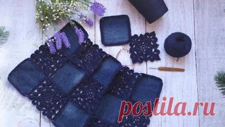 Кардиган "Jeans". Крючок + ткань. Часть 1. Обзор.