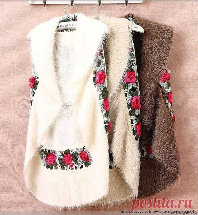 В качестве идеи. Экстравагантный жилет из пряжи-"травки".