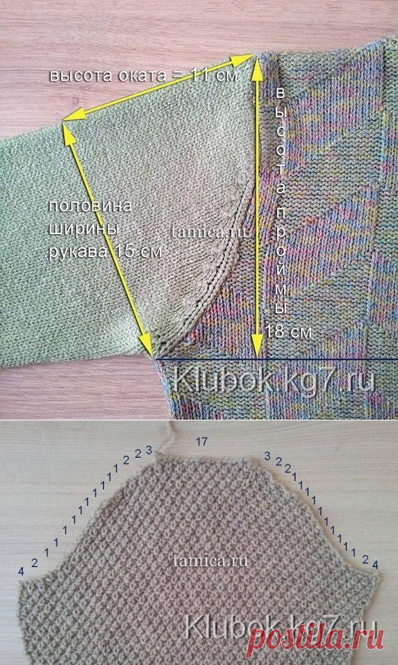 Вяжем окат рукава