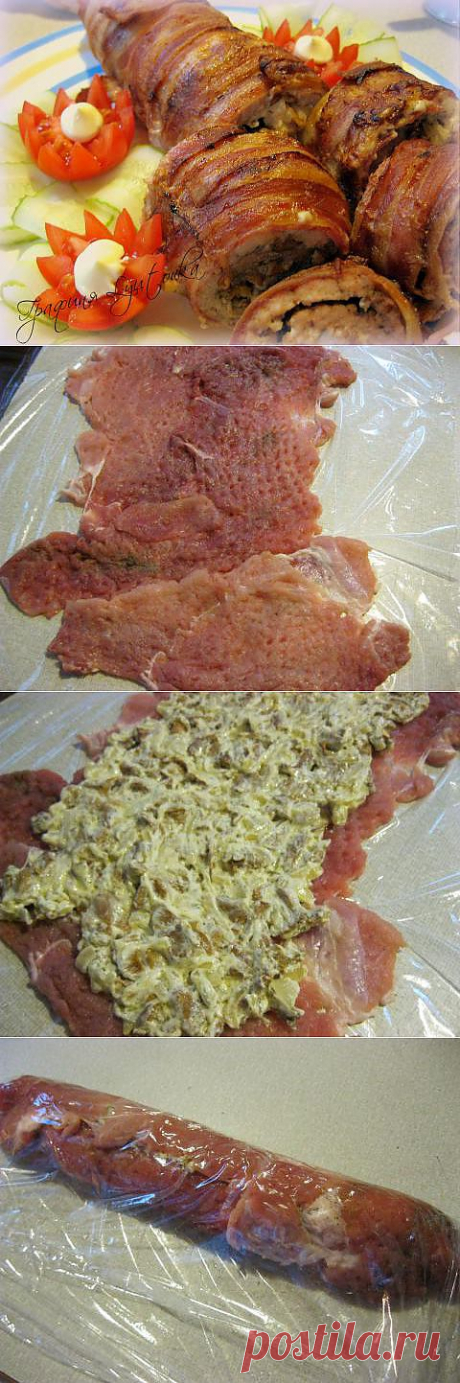Мясной рулет с грибами и беконом | 4vkusa.ru