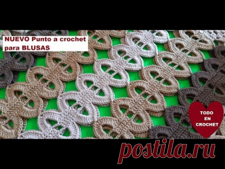 Punto NUEVO - ganchillo - paso a paso - Blusa manga 3/4 - Tejido  # 1 - YouTube