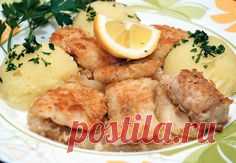 Жареный минтай с луком