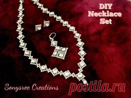 Valentine Wedding Necklace set || Montee Crystal Necklace || How to make Beaded Necklace & Earrings