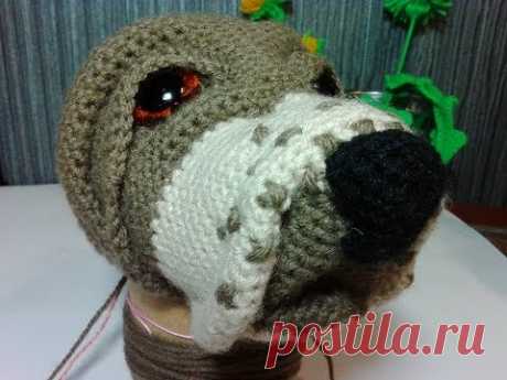 Как связать нос собаке. How to knit a dog's nose. Мастер класс вязания крючком.