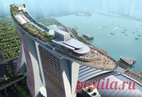 Вид на отель Marina Bay Sands, Сингапур.