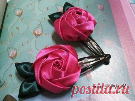 Красивые розы из лент своими руками!