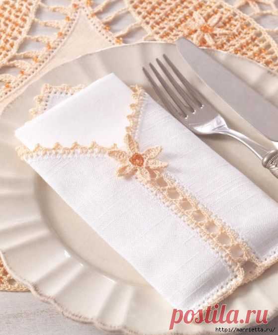 Вязание крючком. Обвязка салфетки