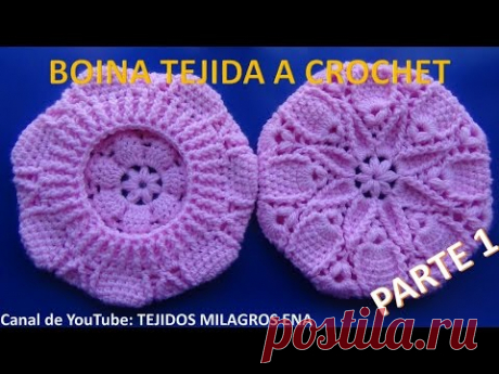 Boina tejida a crochet PARTE 1 en punto hojitas