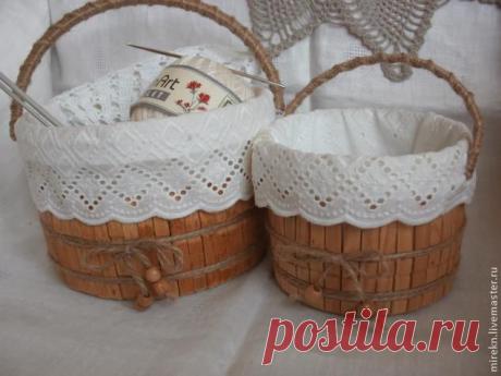 Корзинка из прищепок. Мастер-класс.