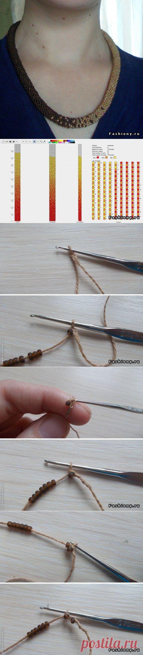 Вязание бисерного жгута полустобиком | Своими руками