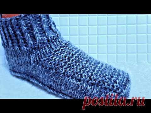 Следки-носки на 2 спицах для мужчин. Размер 41-43. Подробный мастер класс