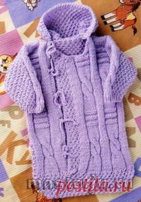 Конверт с капюшоном для новорожденного вязаный спицами » Мастерю - все своими руками