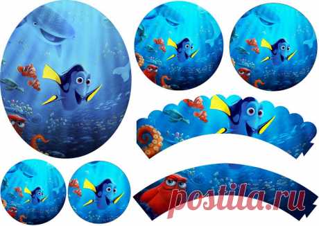 Buscando a Dory: Wrappers y Toppers para Cupcakes para Imprimir Gratis. | Ideas y material gratis para fiestas y celebraciones Oh My Fiesta!