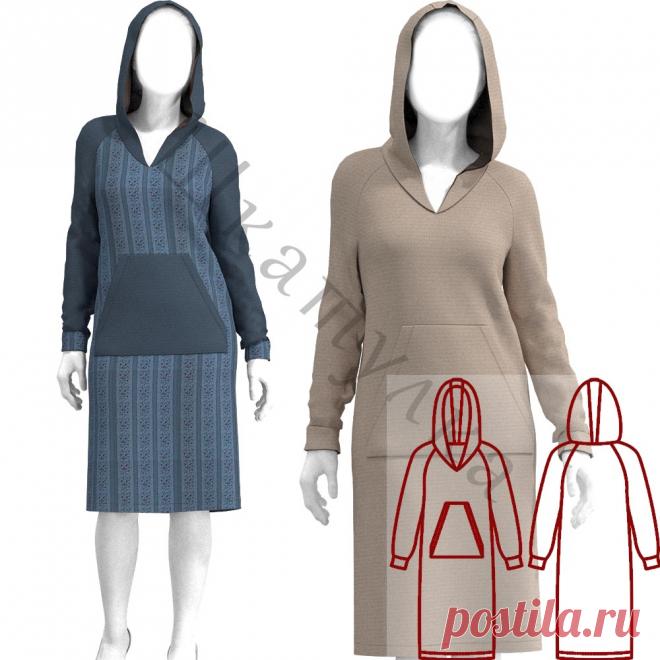 Выкройка трикотажного платья с капюшоном WD310120 | Шкатулка