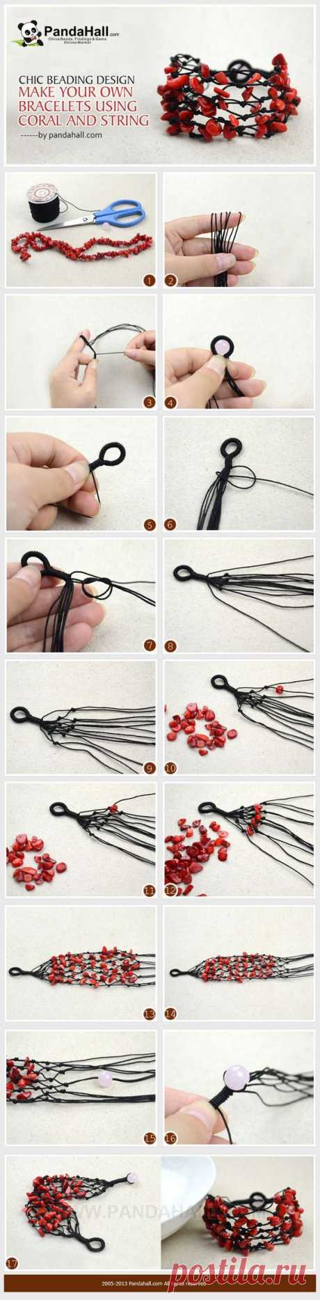 (2) DIY Bracelets Using Coral Beads and String ❥ 4U // hf | Home Made