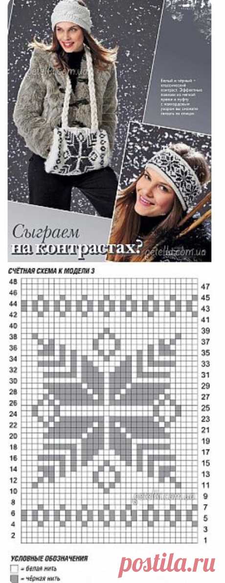 Повязка на голову связанная спицами.  Схема