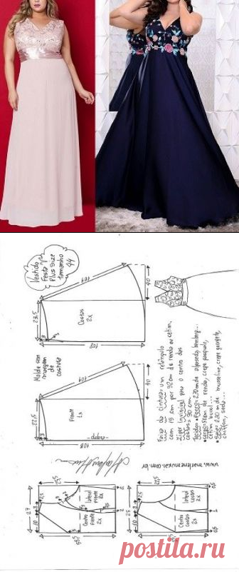 Vestido festa Plus Size evasê com decote V. | DIY - molde, corte e costura - Marlene Mukai