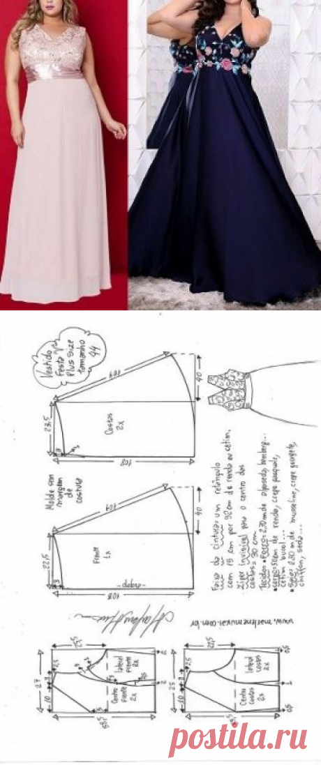 Vestido festa Plus Size evasê com decote V. | DIY - molde, corte e costura - Marlene Mukai