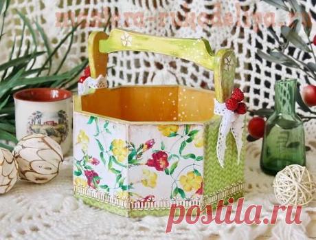 Мастер-класс по декупажу на дереве: Лукошко &quot;Вьюнок&quot;