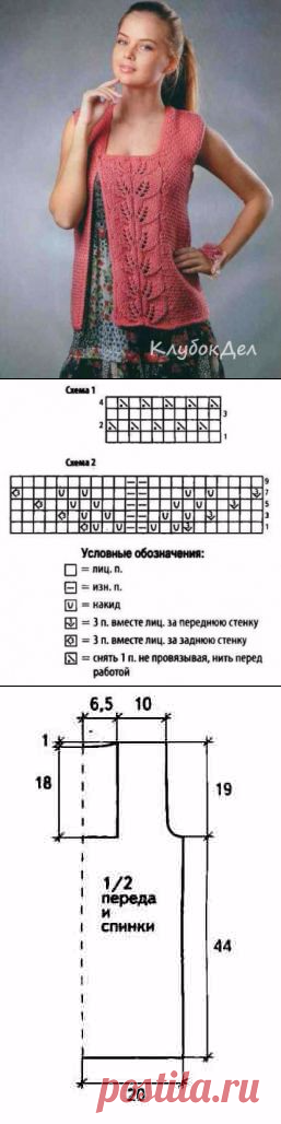 Безрукавка спицами для женщин схемы и описание бесплатно.