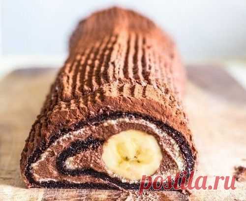 Шоколадно-банановый рулет за 30 минут
