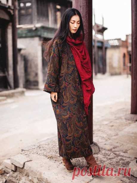 Brown robe Chinoiserie Retro Plus size Loose fitting от TDJasmine
