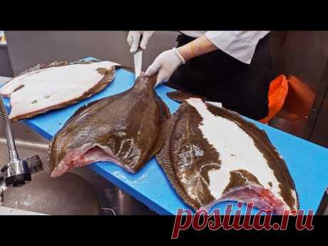 Удивительное умение нарезать камбалу, роскошное сашими донбури