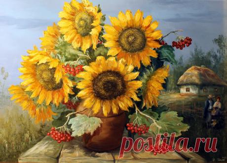 &quot;Подсолнухи&quot;подрамник 50х70\в раме 68х88\масло\холст\авторская продаю и под заказ