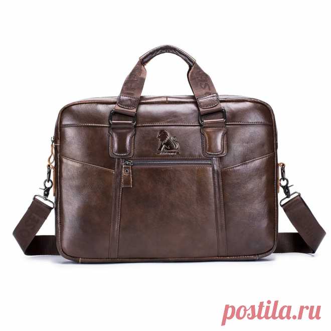 Cowhide leather business briefcase laptop bag retro men's bag shoulder bag crossbody bag handbag for 14 inch notebook Sale - Banggood.com
