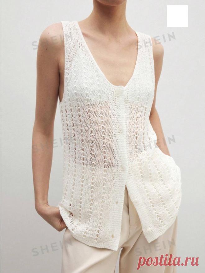 Легкий летний жилет из ленточной пряжи (схема узора)