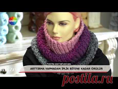 Alize Superlana Maxi Long Batik ile Bere Boyunluk Yapımı-Making Cowl w/ Superlana Maxi Long Batik