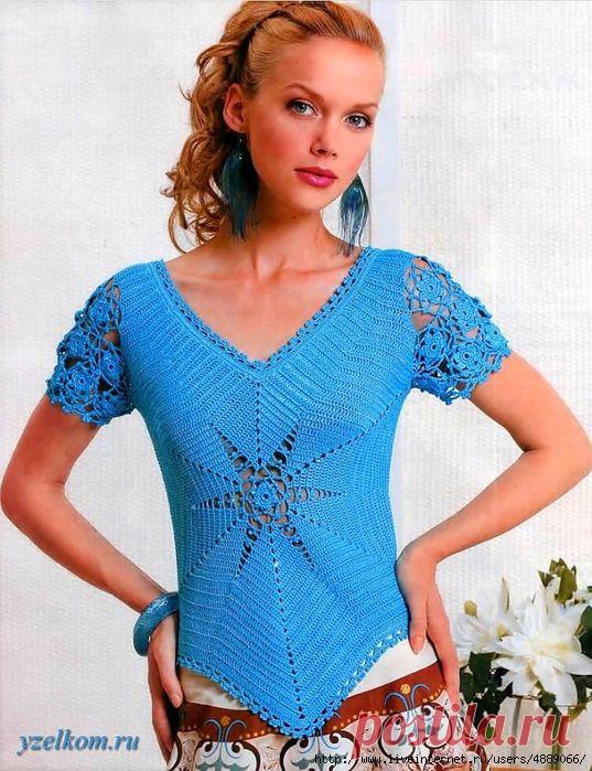 Топ крючком. Вязание из центра