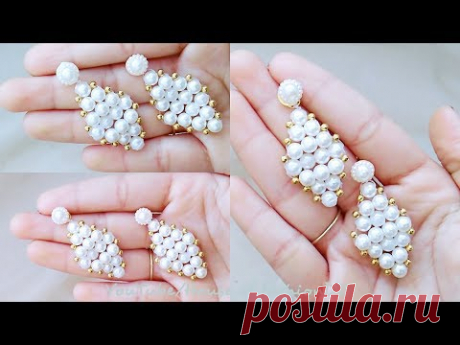 How To Make Pearl Dangle Earrings||Making Of Pearl Earrings At Home..!