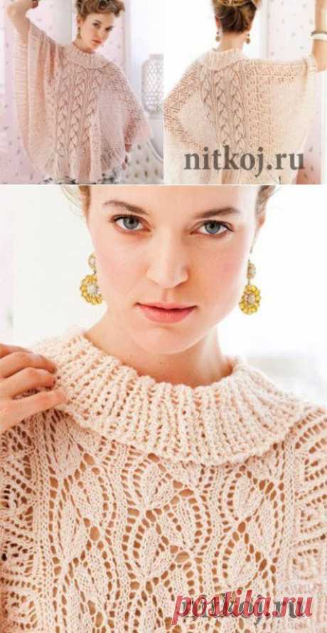 Ажурное пончо спицами » Ниткой - вязаные вещи для вашего дома, вязание крючком, вязание спицами, схемы вязания